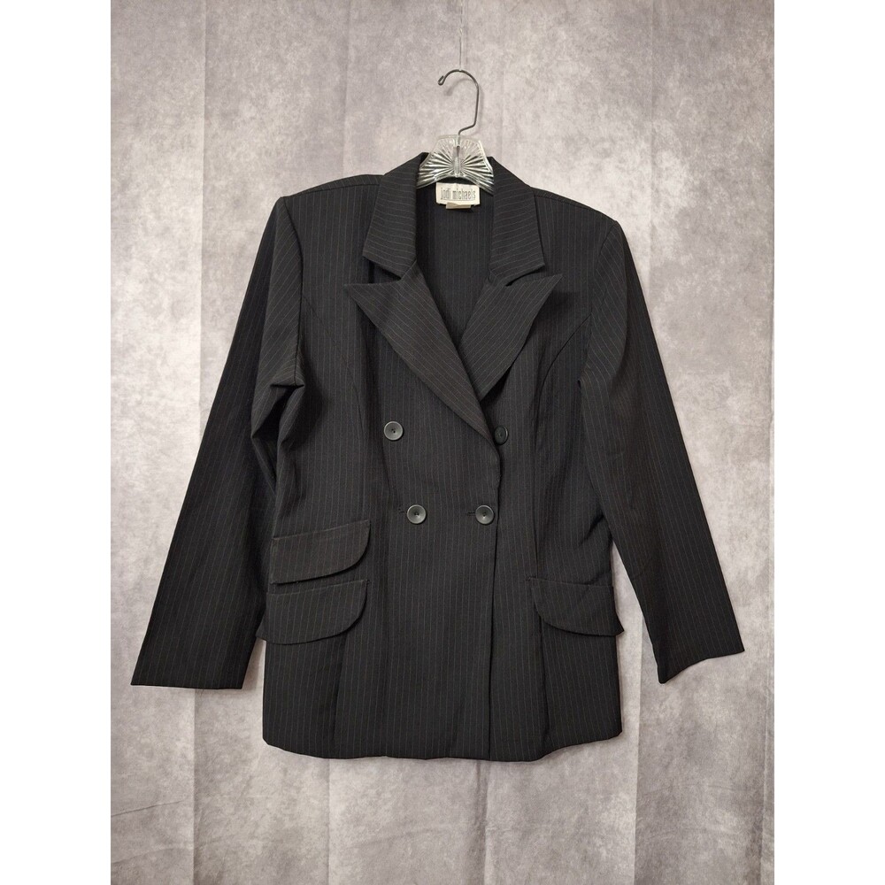 `Vtg Jodi Michaels Pin Stripe Blazer Women's Sz 11/12 Double Breasted Career Y2K